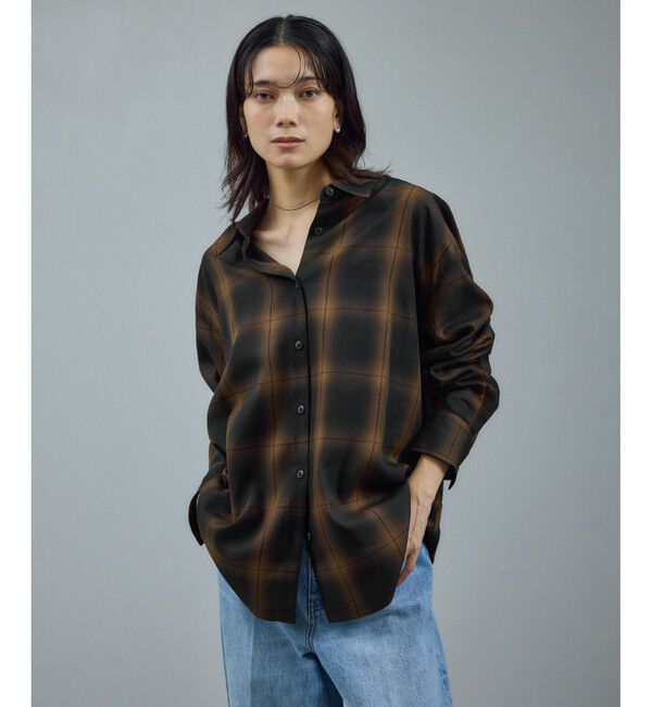 SALON adam et rope'「Shuttlenotesオンブレチェックネクタイシャツ」|シャツ・ブラウス|