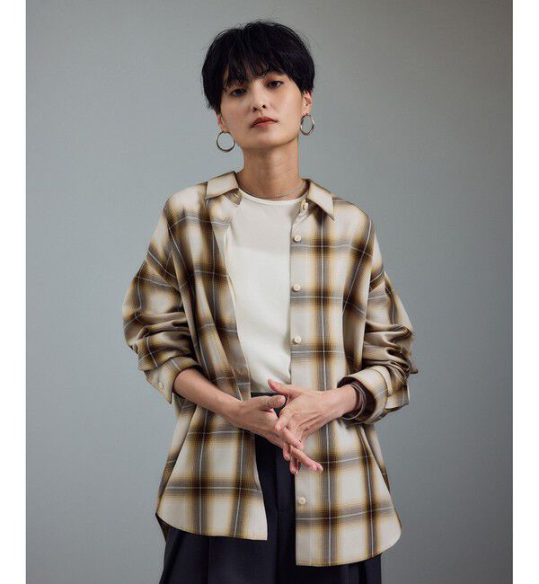SALON adam et rope'「Shuttlenotesオンブレチェックネクタイシャツ」|シャツ・ブラウス|