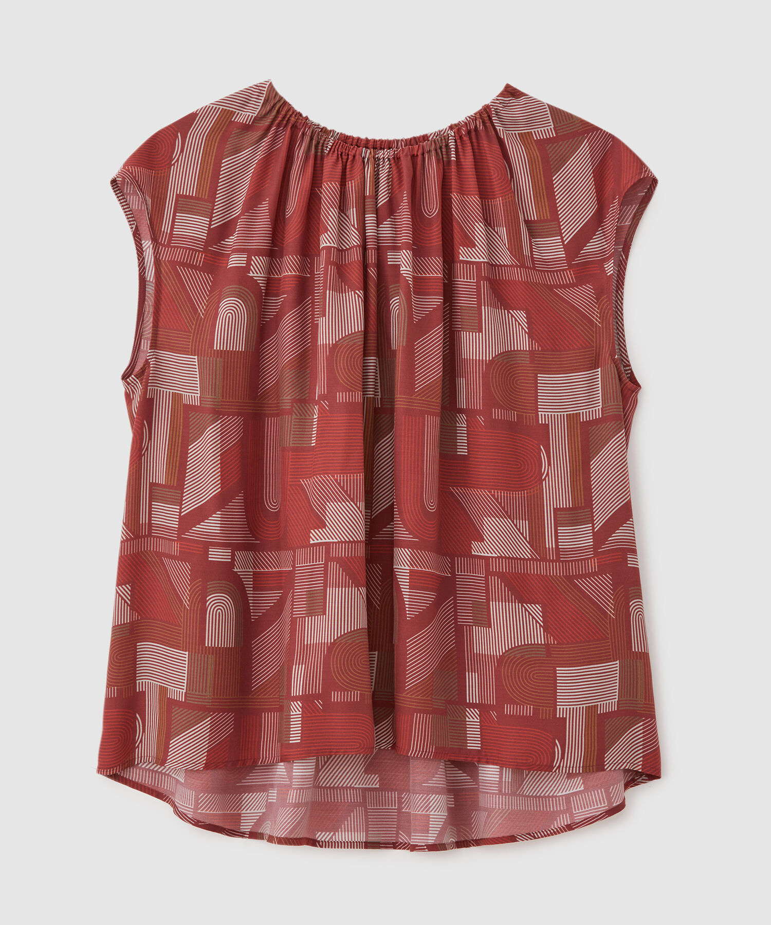 ROPE「プリントシャーリングブラウス/セットアップ対応」|シャツ・ブラウス|レッド(60)