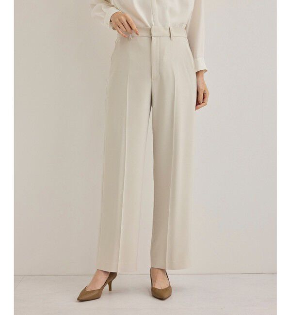 ROPE「トリアセダブルクロスストレートワイドパンツ【セレモニー/通勤対応】」|チノ|