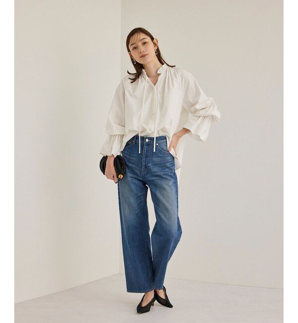 ROPE「シルク混タイプライタースタンドフリルブラウス」|シャツ・ブラウス|