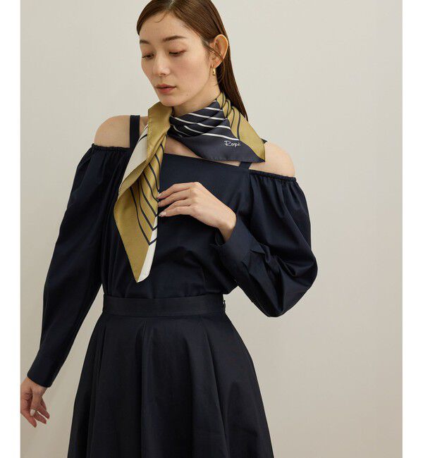 ROPE「【洗える】コットンサテンオフショルダーブラウス」|シャツ・ブラウス|