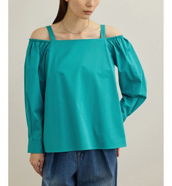 ROPE「【洗える】コットンサテンオフショルダーブラウス」|シャツ・ブラウス|