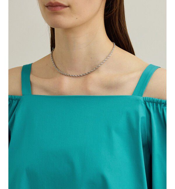 ROPE「【洗える】コットンサテンオフショルダーブラウス」|シャツ・ブラウス|