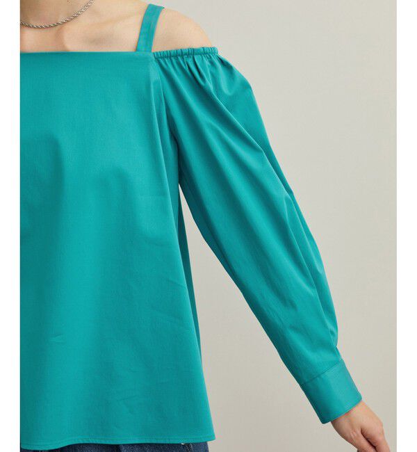 ROPE「【洗える】コットンサテンオフショルダーブラウス」|シャツ・ブラウス|