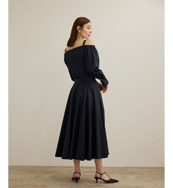 ROPE「【洗える】コットンサテンオフショルダーブラウス」|シャツ・ブラウス|