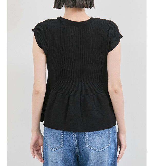 VIS「【アンチピリング/洗える】美SMARTショートスリーブペプラムニット」|ニット・セーター|