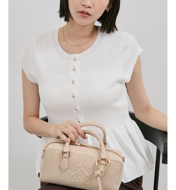 VIS「【アンチピリング/洗える】美SMARTショートスリーブペプラムニット」|ニット・セーター|