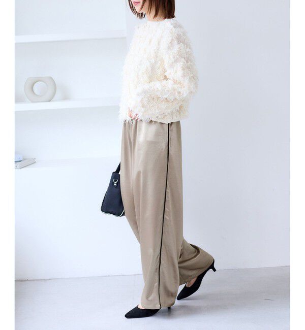 VIS「【WEB/一部店舗限定】配色サイドラインサテンイージーパンツ」|チノ|