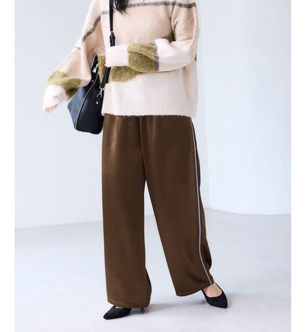 VIS「【WEB/一部店舗限定】配色サイドラインサテンイージーパンツ」|チノ|