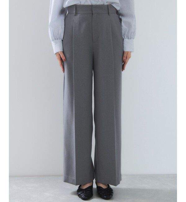 VIS「【美easy】ウーリッシュワンタックワイドパンツ【セットアップ対応/洗える】」|スラックス|