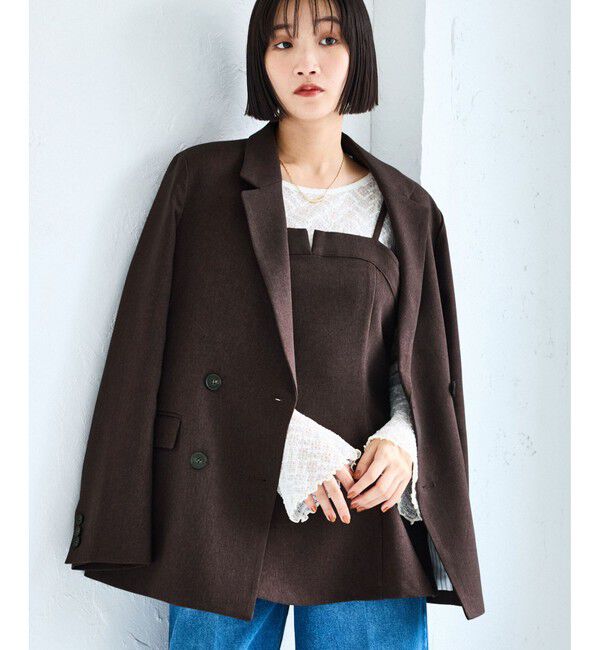 VIS「【美easy】ウーリッシュチュニック丈ビスチェ【セットアップ対応/洗える】」|キャミソール|ブラウン(20)