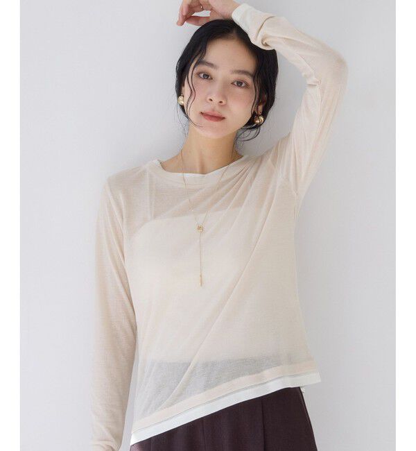 VIS「配色レイヤードシアーロンT」|Tシャツ・カットソー|ピンク(63)