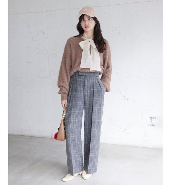 VIS「シアーボウタイリボン付きフェザーニットプルオーバー/2WAY・イージーケア」|ニット・セーター|