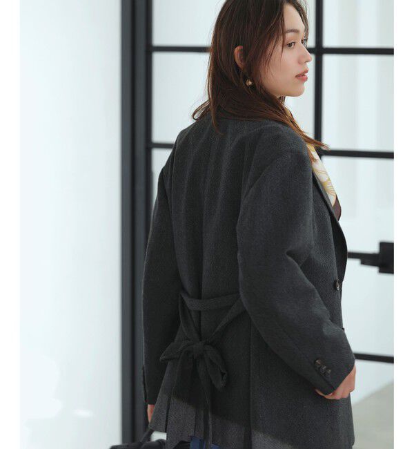 VIS「ヘリンボーンツイードベルテッドジャケット/セットアップ対応」|テーラードジャケット|