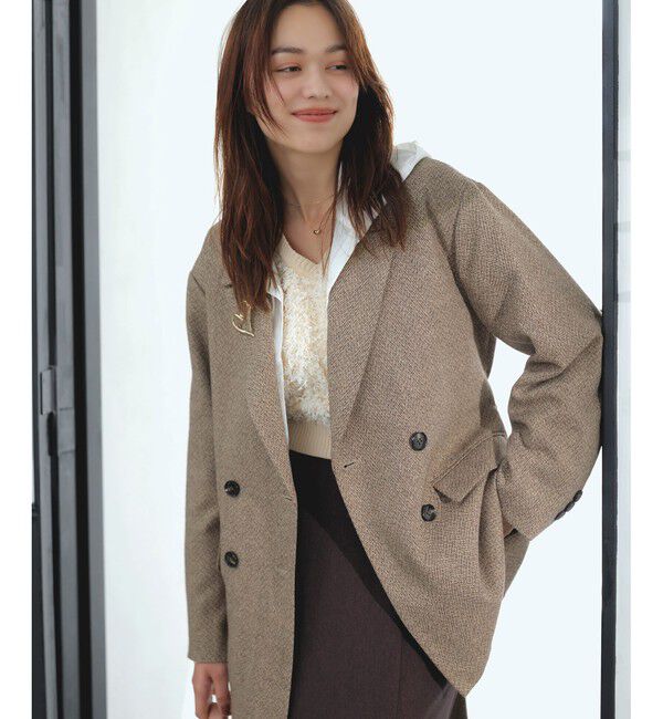 VIS「ヘリンボーンツイードベルテッドジャケット/セットアップ対応」|テーラードジャケット|