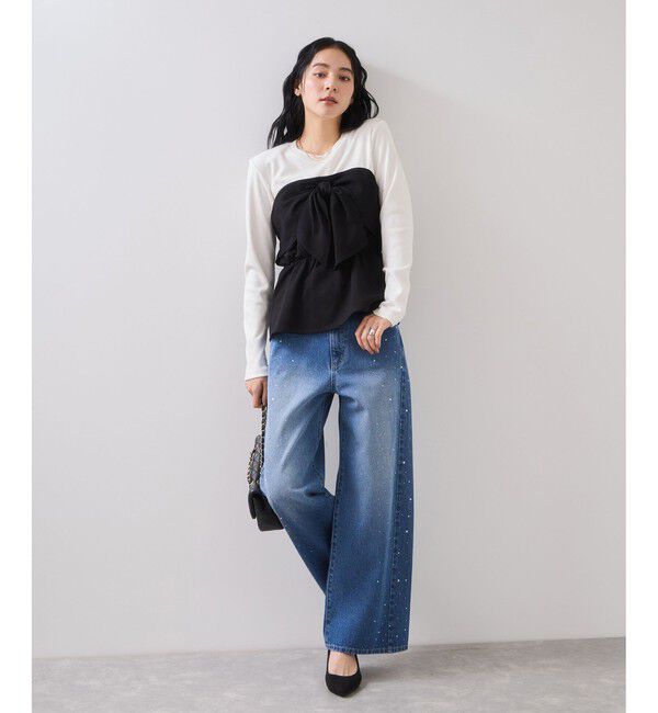 VIS「美easyウーリッシュリボンビスチェドッキングカットソープルオーバー/セットアップ対応・イージーケア」|Tシャツ・カットソー|