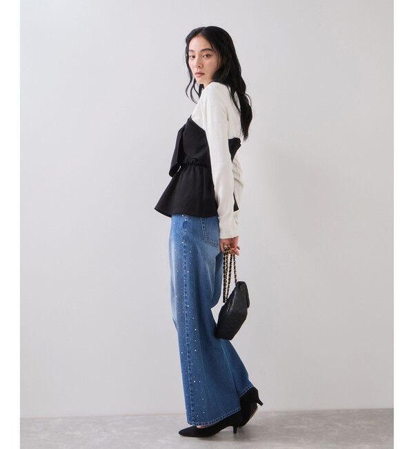 VIS「美easyウーリッシュリボンビスチェドッキングカットソープルオーバー/セットアップ対応・イージーケア」|Tシャツ・カットソー|