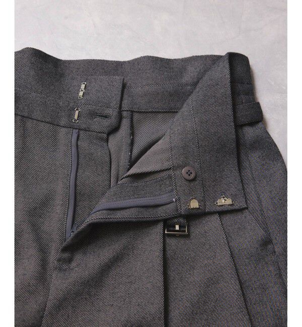 VIS「起毛ウールライク版ベルトディテールタックワイドパンツ」|チノ|