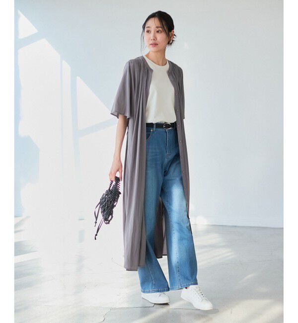 Rope&rsquo;Picnic「着丈選べる/接触冷感・UVカット/割繊ハーフスリーブワンピース」|ワンピース|