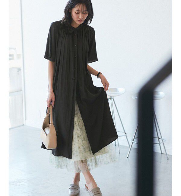 Rope&rsquo;Picnic「着丈選べる/接触冷感・UVカット/割繊ハーフスリーブワンピース」|ワンピース|