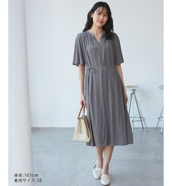 Rope&rsquo;Picnic「着丈選べる/接触冷感・UVカット/割繊ハーフスリーブワンピース」|ワンピース|