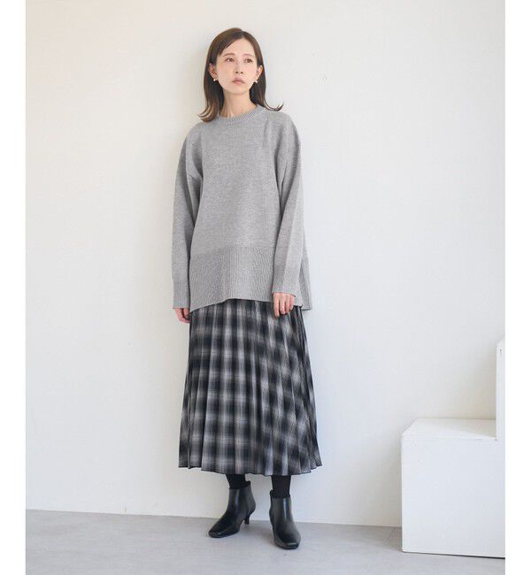 Rope&rsquo;Picnic「【新色追加】着丈が選べるクルーネックサイドスリットニットプルオーバー/イージーケア」|ニット・セーター|