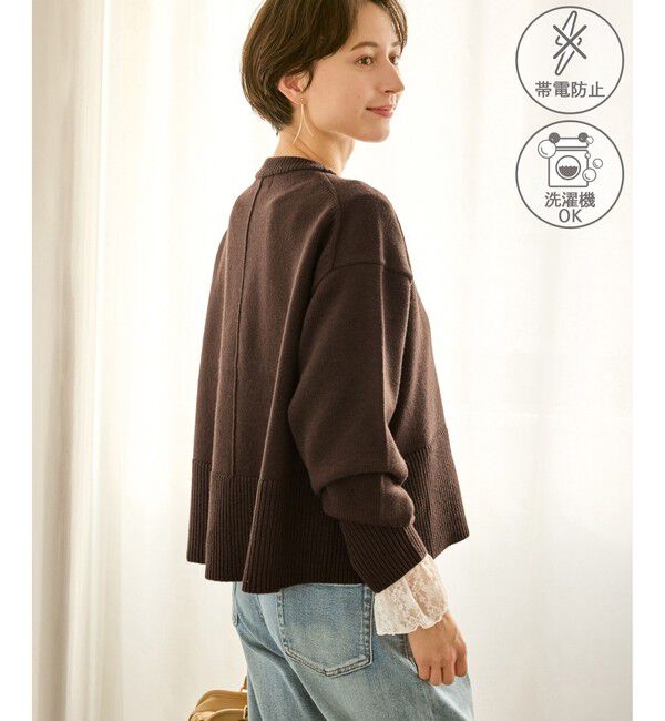 Rope&rsquo;Picnic「【新色追加】着丈が選べるクルーネックサイドスリットニットプルオーバー/イージーケア」|ニット・セーター|ブラウン(20)