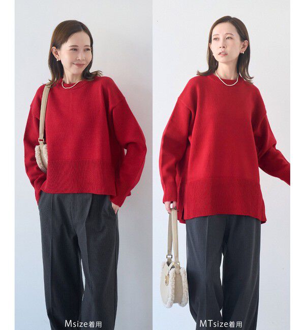 Rope&rsquo;Picnic「【新色追加】着丈が選べるクルーネックサイドスリットニットプルオーバー/イージーケア」|ニット・セーター|