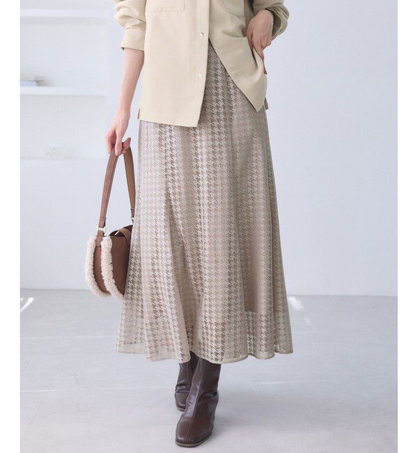 Rope&rsquo;Picnic「千鳥レースマーメイドスカード」|スカート|ベージュ系(29)