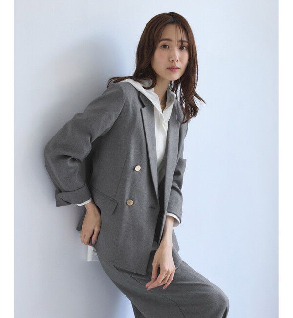 Rope&rsquo;Picnic「レディハンサムシリーズ ウールライク金ボタンジャケット(総裏地)/セットアップ対応」|テーラードジャケット|