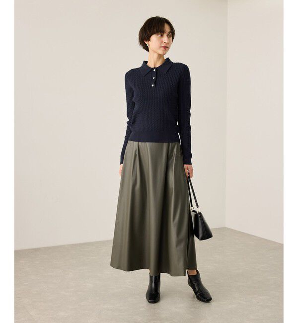 Rope&rsquo;Picnic「ポロカラーミニケーブルニット/イージーケア」|ニット・セーター|