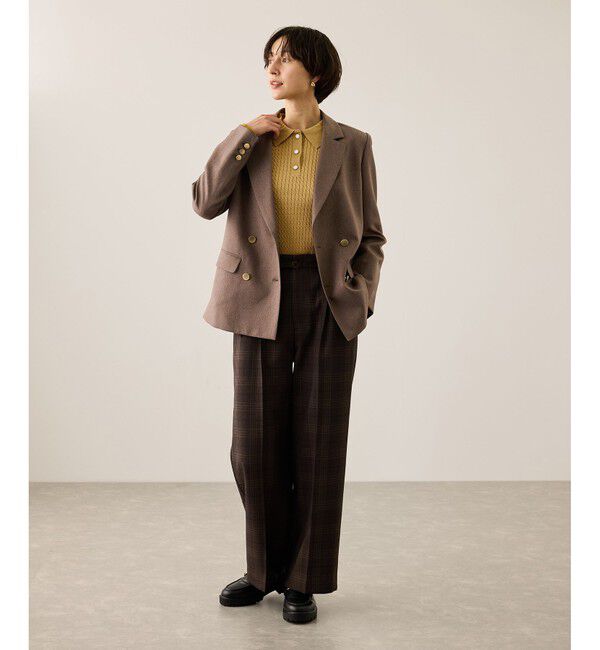 Rope&rsquo;Picnic「ポロカラーミニケーブルニット/イージーケア」|ニット・セーター|