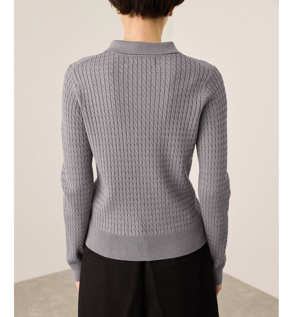 Rope&rsquo;Picnic「ポロカラーミニケーブルニット/イージーケア」|ニット・セーター|