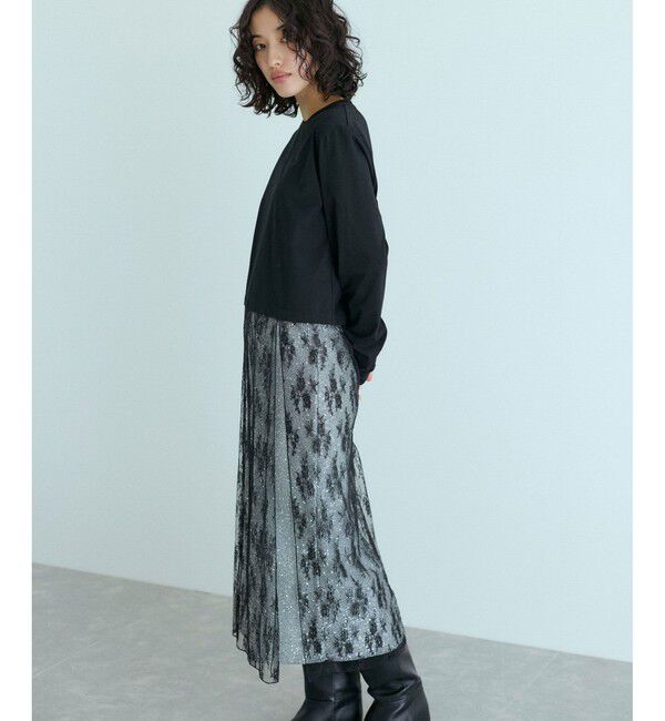 ADAM ET ROPE'「レースコンビロンT」|Tシャツ・カットソー|