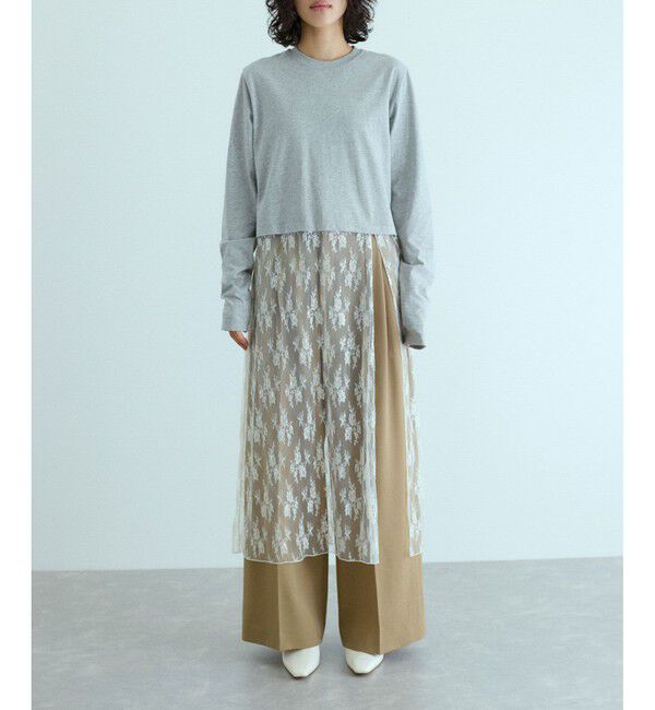 ADAM ET ROPE'「レースコンビロンT」|Tシャツ・カットソー|