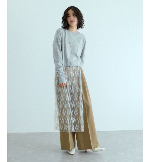 ADAM ET ROPE'「レースコンビロンT」|Tシャツ・カットソー|