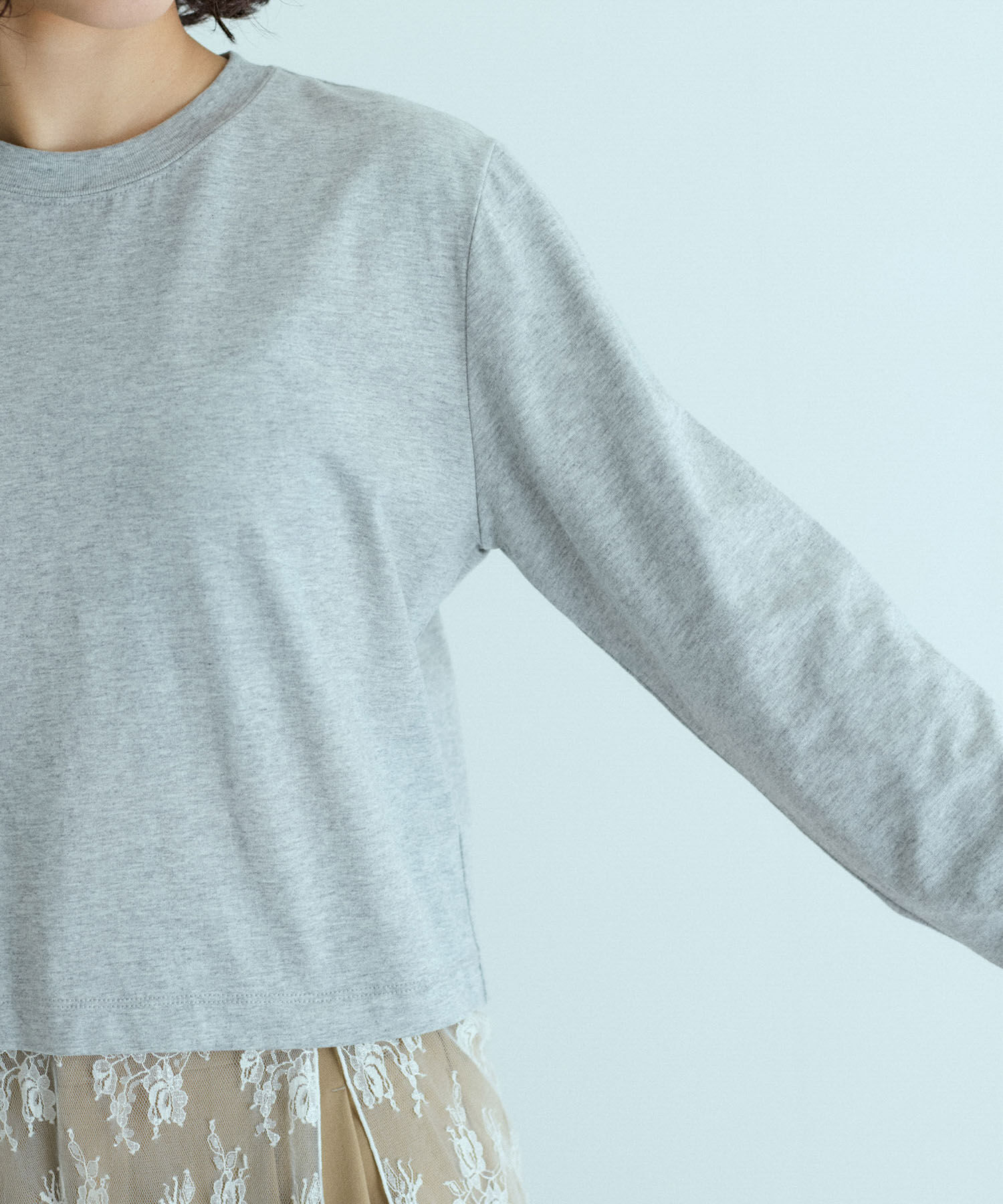 ADAM ET ROPE'「レースコンビロンT」|Tシャツ・カットソー|