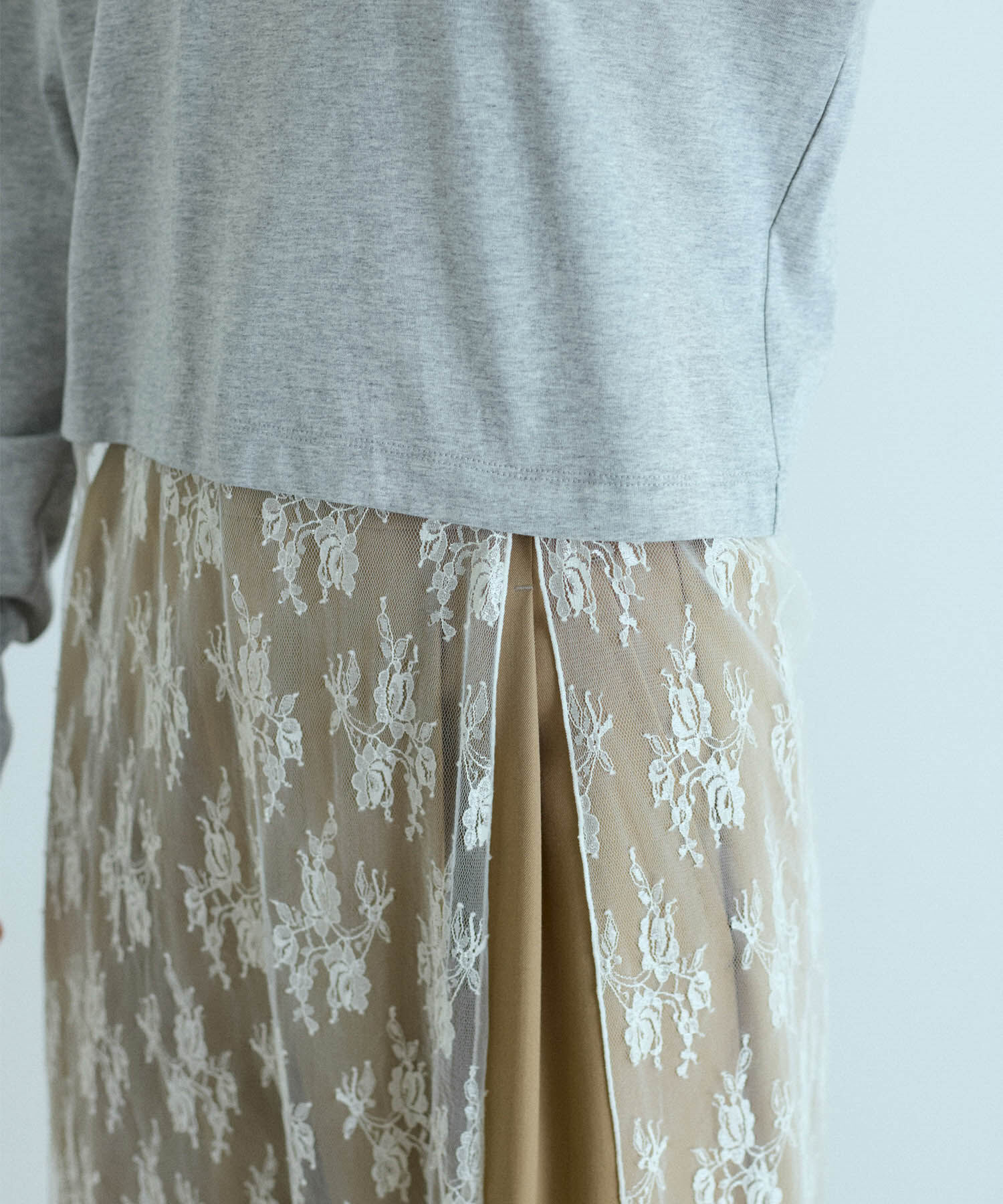 ADAM ET ROPE'「レースコンビロンT」|Tシャツ・カットソー|