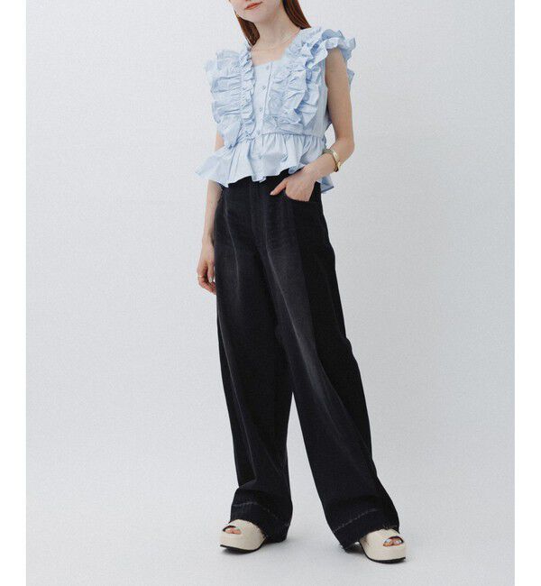 ADAM ET ROPE'「【サステナブル】リメイクライクコントラストデニム」|デニム|