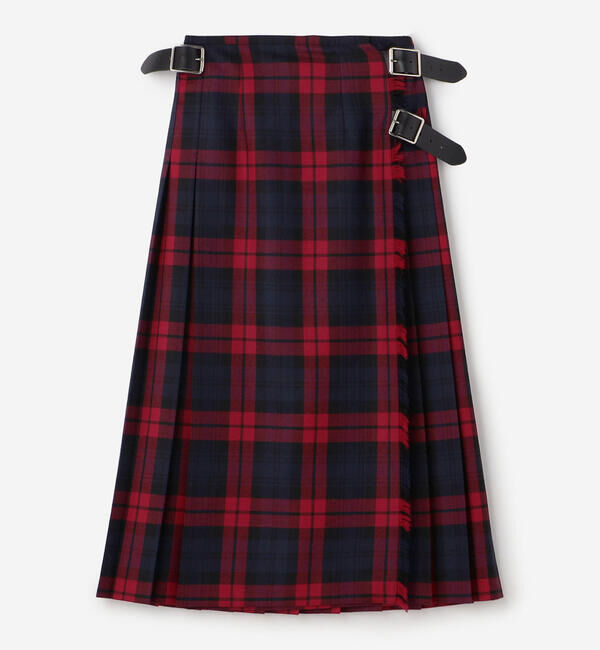 ONEIL OF DUBLIN「O'NEIL OF DUBLIN | ウーステッドウール ミドルキルトスカート WOMEN」|スカート|RED系1