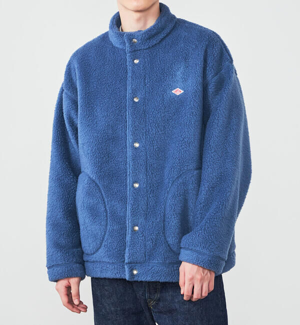 DANTON「DANTON | ダブルフェイスボア スタンドカラージャケット MEN」|ブルゾン・スタジャン|BLUE