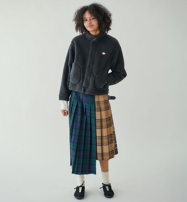 DANTON「DANTON | ダブルフェイスボア スタンドカラージャケット WOMEN」|ブルゾン・スタジャン|