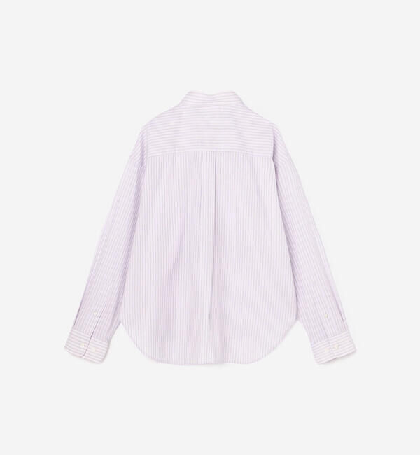 GYMPHLEX「Gymphlex | コットンストライプ ショートボタンダウン長袖シャツ PINK WOMEN」|シャツ・ブラウス|