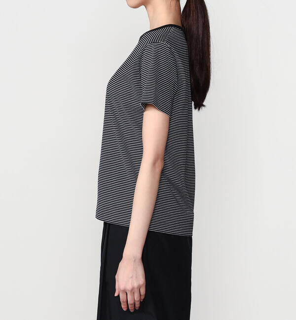 handvaerk「handvaerk | 60/2 クルーネック半袖Tシャツ STRIPE WOMEN」|Tシャツ・カットソー|
