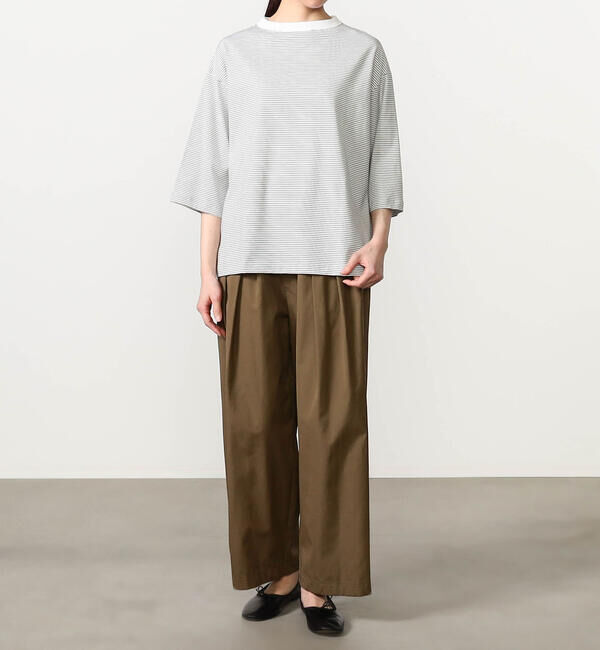 handvaerk「handvaerk | 60/2 ボトルネックTシャツ STRIPE WOMEN」|Tシャツ・カットソー|