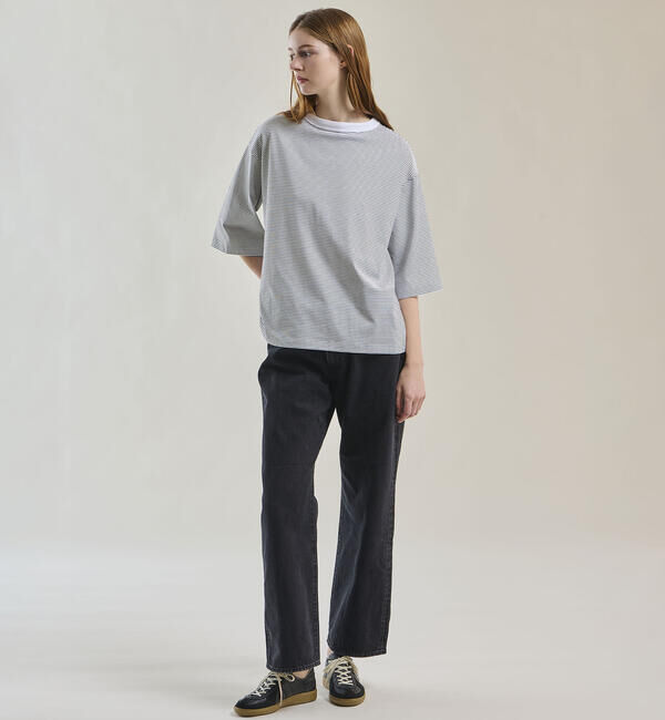handvaerk「handvaerk | 60/2 ボトルネックTシャツ STRIPE WOMEN」|Tシャツ・カットソー|