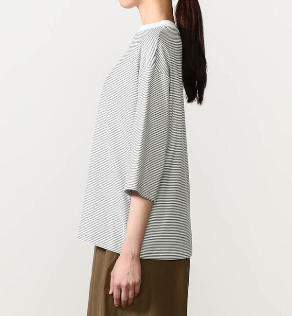 handvaerk「handvaerk | 60/2 ボトルネックTシャツ STRIPE WOMEN」|Tシャツ・カットソー|