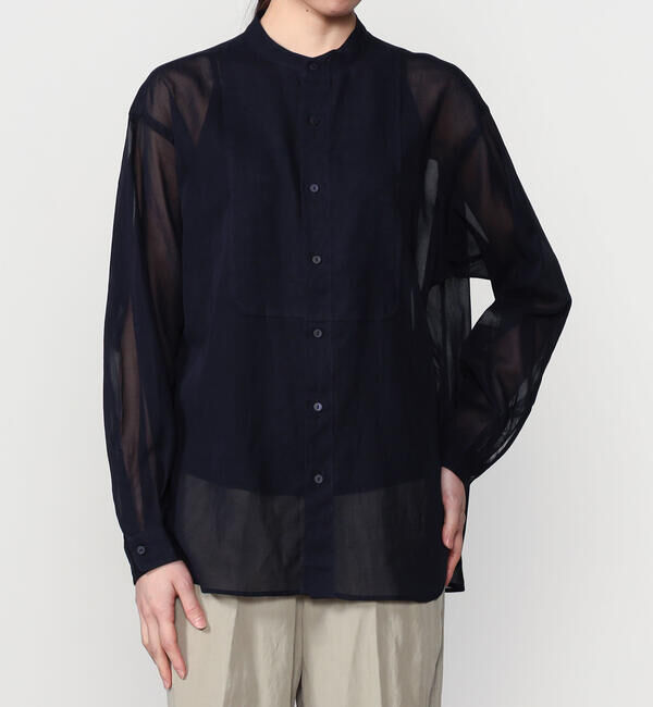 ORCIVAL「ORCIVAL | コットンボイル バンドカラーシャツ WOMEN」|シャツ・ブラウス|NAVY