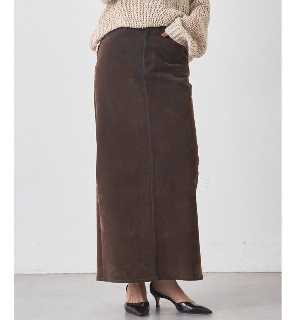  「デニムフロッキースリットスカート」|スカート|ブラウン